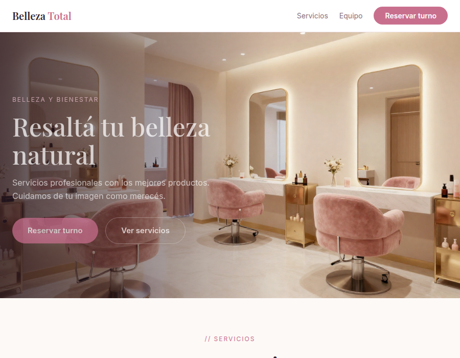 Web salón de belleza